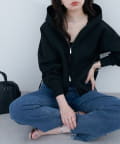 natural couture(ナチュラルクチュール) 【WEB限定】ニットジップフーディーブルゾン
