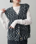 NICE CLAUP / OLIVE des OLIVE OUTLET(ナイスクラップ  / オリーブ デ オリーブ アウトレット) 【LARUTA】ツイードニットＶ開きジレ