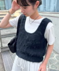 DISCOAT(ディスコート) 【AW先行予約】シャギーUネックベスト《WEB限定カラーあり》