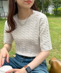 DISCOAT(ディスコート) モチモチケーブル半袖プルオーバー《WEB限定カラーあり》