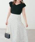 NICE CLAUP / OLIVE des OLIVE OUTLET(ナイスクラップ  / オリーブ デ オリーブ アウトレット) 【natural couture】フリル袖ニットドッキングワンピー