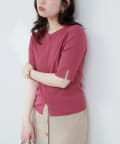 NICE CLAUP / OLIVE des OLIVE OUTLET(ナイスクラップ  / オリーブ デ オリーブ アウトレット) 【natural couture】前後２ＷＡＹピンタック切替袖シンプルニット