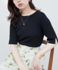 NICE CLAUP / OLIVE des OLIVE OUTLET(ナイスクラップ  / オリーブ デ オリーブ アウトレット) 【natural couture】前後２ＷＡＹピンタック切替袖シンプルニット