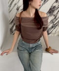 NICE CLAUP / OLIVE des OLIVE OUTLET(ナイスクラップ  / オリーブ デ オリーブ アウトレット) 【one after another】オフショルトップス