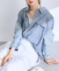 La boutique BonBon(ラブティックボンボン) 【3シーズン着れる】シアーデニム金釦2WAYシャツ