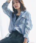 ブラウス シャツ 「3シーズン着れる」シアーデニム金釦2WAYシャツ レディース La boutique BonBon｜【3シーズン着れる】シアーデニム金釦2WAY