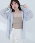 natural couture(ナチュラルクチュール) 【sherbet line】接触冷感 フーデッド羽織シャツ