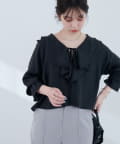 natural couture(ナチュラルクチュール) 【sherbet line】接触冷感 ラッフル羽織ブラウス