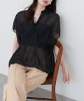 natural couture(ナチュラルクチュール) 【WEB限定】ワッシャーオーガンジースキッパーブラウス