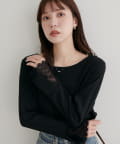 natural couture(ナチュラルクチュール) 【WEB限定】レース袖切り替えカットソー