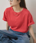 PUAL CE CIN(ピュアルセシン) ワンポイント刺繍ヴィンテージライクTシャツ