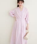 NICE CLAUP / OLIVE des OLIVE OUTLET(ナイスクラップ  / オリーブ デ オリーブ アウトレット) 【natural couture】タックシャツワンピース