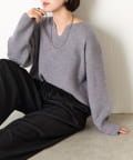 Jena　espace merveilleux(ジェナ　エスパスメルヴェイユ) カタアゼ編みVネックニット