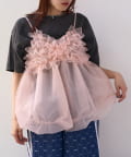w closet(ダブルクローゼット) 【25AW】【4色展開/ドット・無地】シアーバルーンキャミ