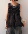 w closet(ダブルクローゼット) 【25AW】【4色展開/ドット・無地】シアーバルーンキャミ