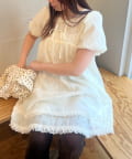 w closet(ダブルクローゼット) 【25AW】レース付フリルミニワンピ
