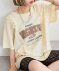 w closet(ダブルクローゼット) ロゴレースリメイクT