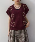 w closet(ダブルクローゼット) 【25AW】ハート刺繍ニットベスト
