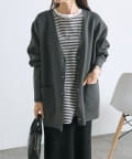PUAL CE CIN(ピュアルセシン) 【WEB限定/Du noir】スポンディッシュBIGVネックカーディガン