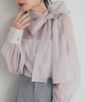 La boutique BonBon(ラブティックボンボン) 【お上品シルエット・着映え】シアービッグボウタイブラウス
