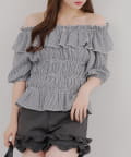 NICE CLAUP / OLIVE des OLIVE OUTLET(ナイスクラップ  / オリーブ デ オリーブ アウトレット) 【RMAF】2wayシャーリングオフショルブラウス