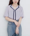 natural couture(ナチュラルクチュール) 【WEB限定】パフスリーブパイピングブラウス