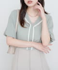 natural couture(ナチュラルクチュール) 【WEB限定】パフスリーブパイピングブラウス