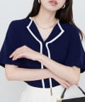 natural couture(ナチュラルクチュール) 【WEB限定】パフスリーブパイピングブラウス