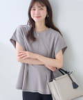 natural couture(ナチュラルクチュール) 【mamamo】配色ステッチウエストタックカットソー