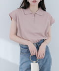 natural couture(ナチュラルクチュール) 衿付き配色ライン入りニット