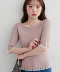natural couture(ナチュラルクチュール) 前後2WAYシアーフリルリブニット