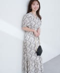 natural couture(ナチュラルクチュール) 【WEB限定】カシュクールパフスリーブワンピース