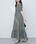 natural couture(ナチュラルクチュール) 【WEB限定】カシュクールパフスリーブワンピース