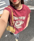 CIAOPANIC(チャオパニック) サイドタックピグメントロゴノースリーブTee