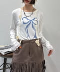w closet(ダブルクローゼット) 【25AW】袖フリルリボンロンT