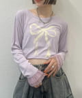 w closet(ダブルクローゼット) 【25AW】袖フリルリボンロンT