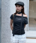RAY CASSIN(レイカズン) タイ付プリントドルマンTシャツ