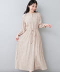 NICE CLAUP / OLIVE des OLIVE OUTLET(ナイスクラップ  / オリーブ デ オリーブ アウトレット) 【natural couture】８分袖ウエストリボンワンピース