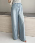 NICE CLAUP / OLIVE des OLIVE OUTLET(ナイスクラップ  / オリーブ デ オリーブ アウトレット) 【one after another】【ウエストサイズ調整可】美脚ワイドデニム