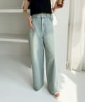 NICE CLAUP / OLIVE des OLIVE OUTLET(ナイスクラップ  / オリーブ デ オリーブ アウトレット) 【one after another】【ウエストサイズ調整可】美脚ワイドデニム