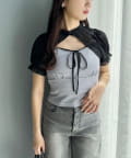 NICE CLAUP / OLIVE des OLIVE OUTLET(ナイスクラップ  / オリーブ デ オリーブ アウトレット) 【one after another】インナーセットボレロブラウス