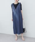 NICE CLAUP / OLIVE des OLIVE OUTLET(ナイスクラップ  / オリーブ デ オリーブ アウトレット) 【natural couture】肩リボンデニムライクジャンスカ