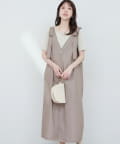 NICE CLAUP / OLIVE des OLIVE OUTLET(ナイスクラップ  / オリーブ デ オリーブ アウトレット) 【natural couture】肩リボンデニムライクジャンスカ