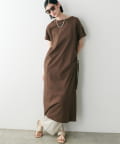 NICE CLAUP / OLIVE des OLIVE OUTLET(ナイスクラップ  / オリーブ デ オリーブ アウトレット) 【LARUTA】シルケット風天竺ドロストワンピース