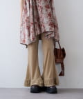 w closet(ダブルクローゼット) 【25AW】【４色展開】裾フリルベロアパンツ
