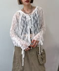 w closet(ダブルクローゼット) 【25AW】フーディーレースシャツ