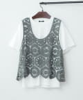 NICE CLAUP / OLIVE des OLIVE OUTLET(ナイスクラップ  / オリーブ デ オリーブ アウトレット) ２枚セット【RMAF】かぎ針ベスト+Tシャツ