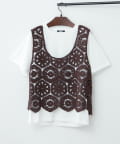 NICE CLAUP / OLIVE des OLIVE OUTLET(ナイスクラップ  / オリーブ デ オリーブ アウトレット) ２枚セット【RMAF】かぎ針ベスト+Tシャツ