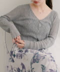 natural couture(ナチュラルクチュール) 【WEB限定】針抜きリブVネックシアーカーディガン