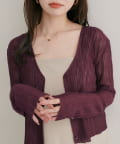 natural couture(ナチュラルクチュール) 【WEB限定】針抜きリブVネックシアーカーディガン